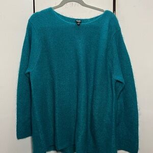 Eileen Fisher Vibrant Teal  Blue Crew Neck Sweater
